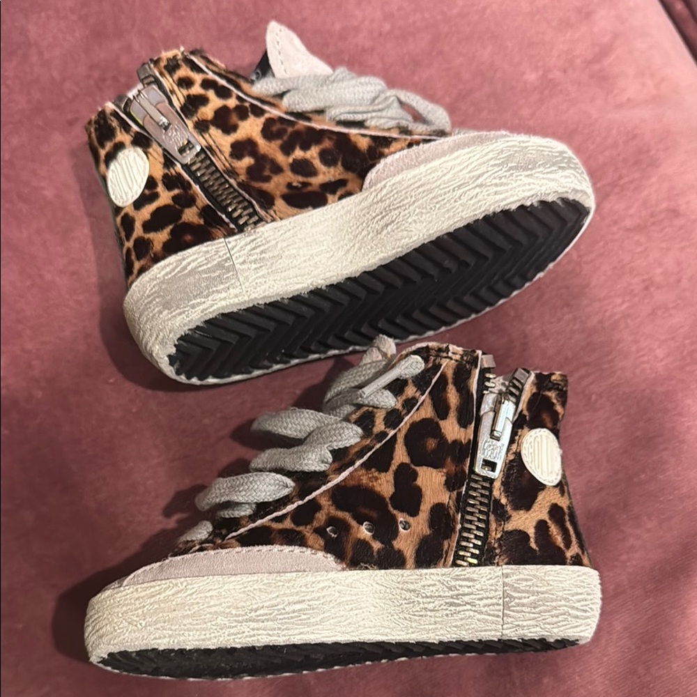 Golden Goose kids Brown and Gray High-Top Sneakers with Metallic - size 20 - Picture 2 of 4